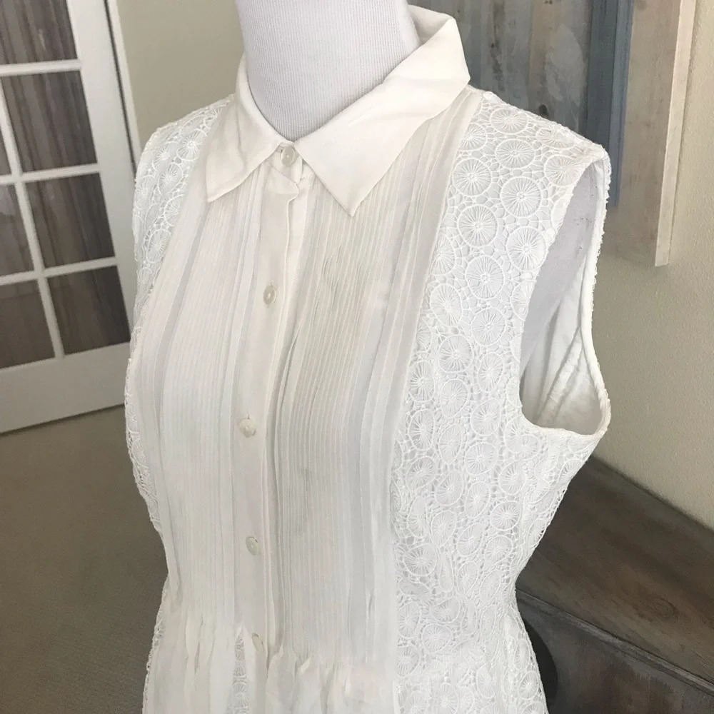 Diane Von Furstenberg Nieves Lace Shirt Dress White Designer Wedding Women’s 10 - Picture 3 of 8